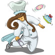 chef with bread holding cooking knife