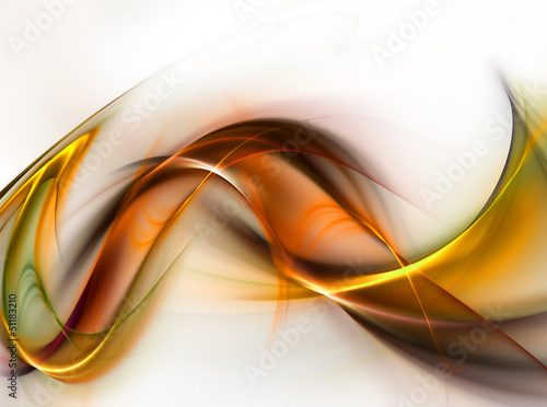 Illustration: Abstract bright orange waves on white background Abstract bright orange waves on white background