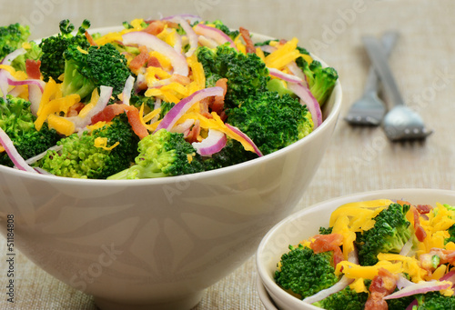 Photo: Broccoli salad with bacon, cheese and red onion Broccoli salad with bacon, cheese and red onion