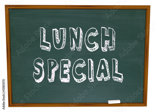 Illustration: Lunch Special - Words on Restaurant Chalkboard Advertising Lunch Special - Words on Restaurant Chalkboard Advertising