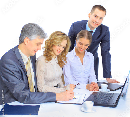 Photo: Group of businessmen the conclusion Group of businessmen the conclusion