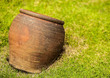 decorative clay vase in garden