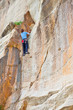 Woman Climbing in Greek mountain