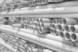 PVC pipes stacked in construction site