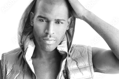 Photo: Detailed fashion portrait of a beautiful black male model Detailed fashion portrait of a beautiful black male model