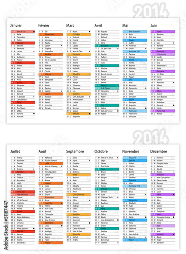 Vecteur : Calendrier 2014 (Saints, lunes et jours fériés) Calendrier 2014 (Saints, lunes et jours fériés)