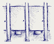 Public Toilet. Doodle style