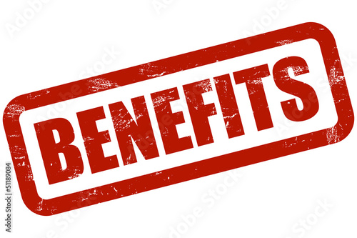 Illustration: Grunge Stempel rot BENEFITS Grunge Stempel rot BENEFITS