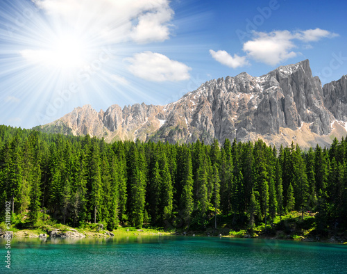Photo: Carezza lake, Val di fassa, Dolomites, Alps, Italy Carezza lake, Val di fassa, Dolomites, Alps, Italy