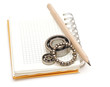 bearings on the blank notebook. copy space for your text