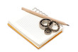 bearings on the blank notebook. copy space for your text