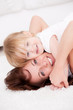 Mother and daughter at home
