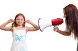 Naughty little girl playing deaf