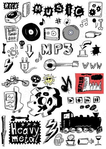 Illustration: Doodle music heavy metal, rock Doodle music heavy metal, rock