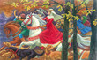 Средневековая королевская охота. Живопись, акрил.