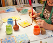 Hand-made ​​ceramic tiles in Cordoba, Spain.