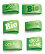 green vector labels bio/organic - full transparent shadows