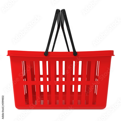 Illustration: Red Shopping Basket isolated on white Red Shopping Basket isolated on white