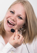 laughing young female telephone operator