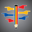 colorful pencil infographics with hand pointed stock vector