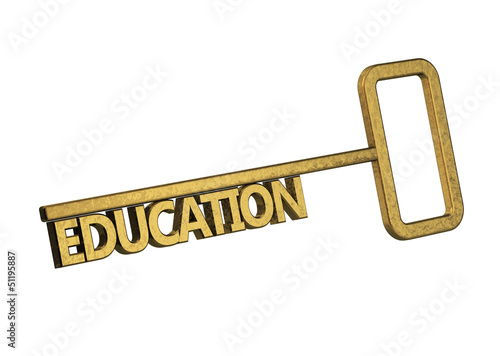 Illustration: golden key with word education on a white background golden key with word education on a white background
