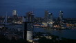 View of Rotterdam from height of bird's flight at night