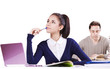 Students working at desks