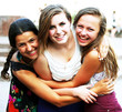 Students girls having fun outside