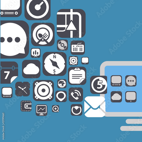 Vector: Flying web graphic interface icons Flying web graphic interface icons