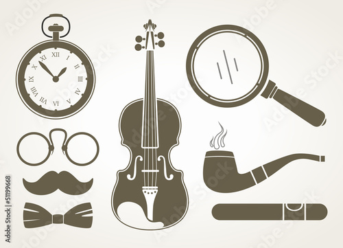 Vector: Retro detective accessories Retro detective accessories