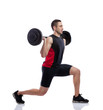 Young man weights training