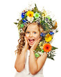 Child with flower hairstyle.