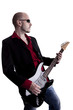 man playing electric guitar
