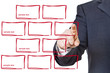 business man pressing designed buttons