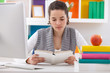Schoolgirl study at home