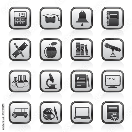 Vector: Education and school objects icons - vector icon set Education and school objects icons - vector icon set