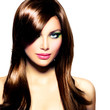 Beautiful Brunette Girl. Healthy Long Brown Hair