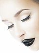 Dreaminess. Femininity. Woman's Face. Closed Eyes. Black Lips