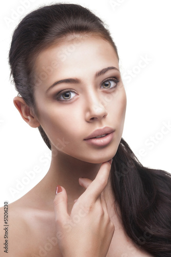 Photo: young woman with beautiful long brown hair posing young woman with beautiful long brown hair posing
