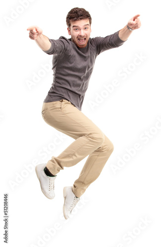 Photo: Handsome man jumping. Handsome man jumping.