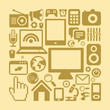 Vector set of technology icons in retro style