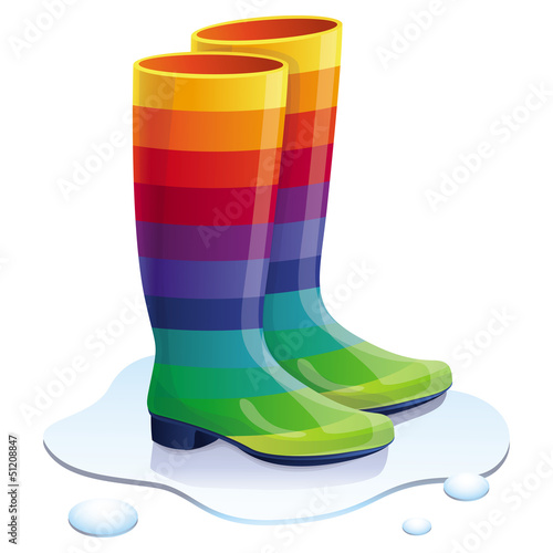 Vector: Vector rubbers boots in rainbow colors Vector rubbers boots in rainbow colors