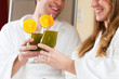 Photo: Wellness - Couple with Chlorophyll-Shake in Spa Wellness - Couple with Chlorophyll-Shake in Spa