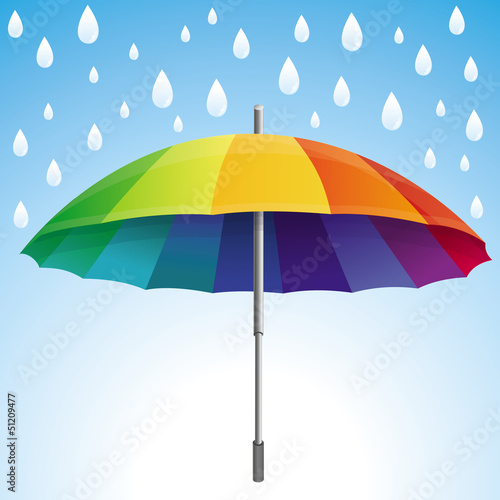 Vector: Vector umbrella and rain drops in rainbow colors Vector umbrella and rain drops in rainbow colors