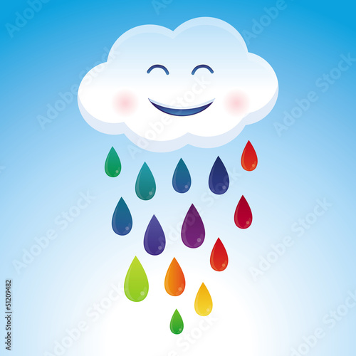 Vector: Vector cartoon cloud and rainbow drops Vector cartoon cloud and rainbow drops