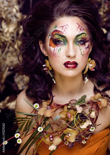 Photo: floral face art with orchids jewelry floral face art with orchids jewelry