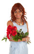 Foto: Happy African American Woman Posing with her Roses Happy African American Woman Posing with her Roses