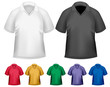 Vektor: Black and white and color men polo t-shirts. Design template. Ve Black and white and color men polo t-shirts. Design template. Ve