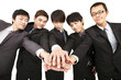asian business team with hand together