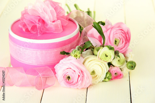 Photo: Ranunculus (persian buttercups) and gift, Ranunculus (persian buttercups) and gift,